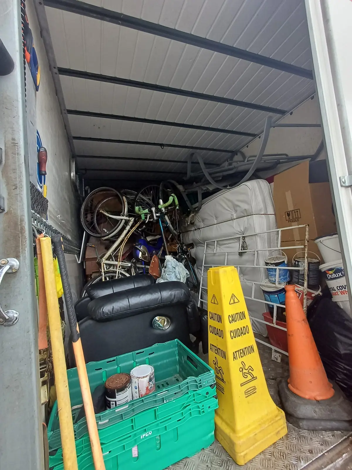 Loaded box truck during a commercial waste clearance